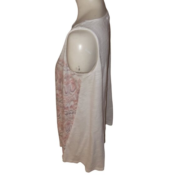 Chaps Womens Sleeveless‎ Top 1X White With Pink Pattern Soft Lightweight Casual - Picture 3 of 5